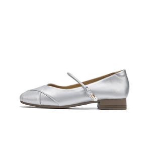 Туфли Mary Jane на платформе из спилка коровьей кожи, каблук 2,5 см, женские DAPHNE, серебро