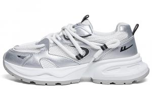 Серебристо-белые противоскользящие легкие устойчивые к истиранию массивные кроссовки Warrior для женщин