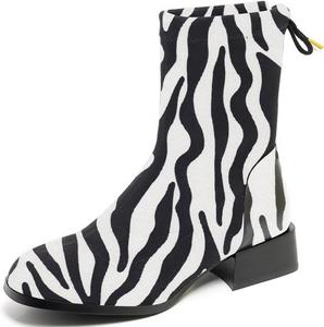 Женские ботильоны YDN с закругленным носком, удобные, на низком каблуке-блоке, с бантом сзади, на плоской подошве, размеры 4-15 US, Zebra