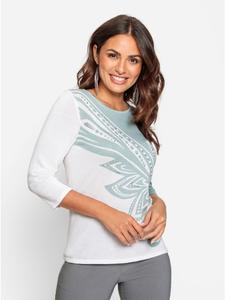 Тонкий вязаный свитер с принтом цвета экрю и мяты WITT WEIDEN