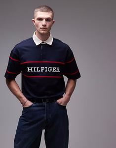 Футболка Tommy Hilfiger Americana с короткими рукавами в стиле регби темно-синего цвета