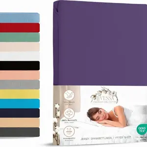 Простыня на резинке джерси 140х200 см 100% хлопок фиолетового цвета livessa