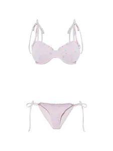 Купальник с цветочными воланами Loveshackfancy, розовый