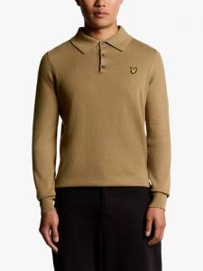 Длинный рукав поло из смеси хлопка и мериносовой шерсти Lyle & Scott, X851 Tigers Eye