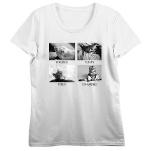 Детская футболка с рисунком «Сонный усталый кот», белый