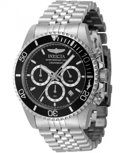 Мужские часы Pro Diver Quartz Chronograph 48381 с черным циферблатом Invicta, серебряный