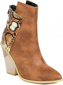 Женские ботильоны VOKLIN с заостренным носком в стиле вестерн, элегантные, на молнии, с массивным каблуком и высокой танкеткой, Brown-Velvet Lined