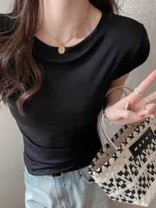 Футболка с круглым вырезом, сшитая по индивидуальному заказу Doux Belle, цвет Black