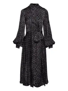 Платье миди с принтом и завязкой Nissa, черный