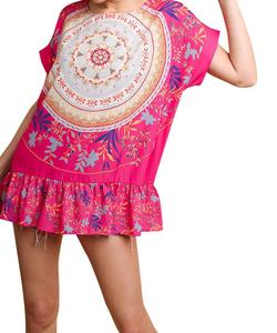 Топ с медальоном и цветочным принтом цвета фуксии Umgee, фуксия