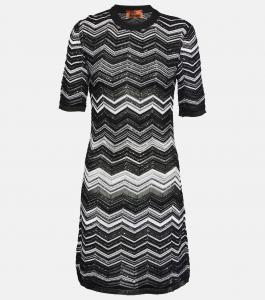 Мини-платье с зигзагообразным узором и пайетками Missoni, Black And White Pailettes