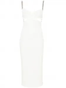 Платье миди с вырезом и стразами Nissa, белый