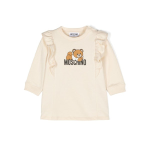 Moschino Kids платье с принтом Teddy Bear, нейтральный цвет