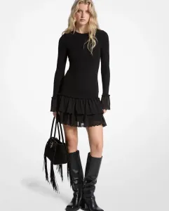 Короткое облегающее платье с оборкой по низу Michael Michael Kors, черный