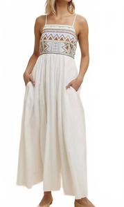 Вышитое хлопковое макси-платье белого цвета IN-LOOM