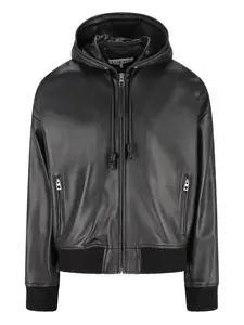 Кожаная куртка с капюшоном LOEWE, черный