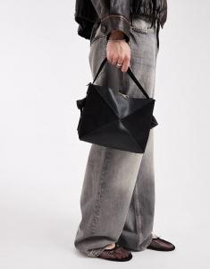 Сумка-ведро New Look с замшевыми вставками черного цвета