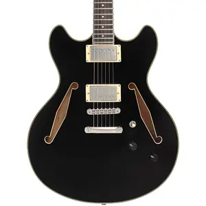 Электрогитара D'Angelico Excel DC Tour Semi-Hollow с звукоснимателями Supro Bolt Bucker и струнодержателем Stopbar, однотонная черная