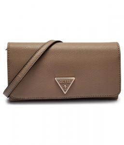 Клатч женский Guess с логотипом на тонком ремешке, бежевый