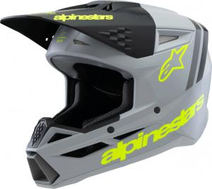 Детский мотокроссовый шлем Alpinestars sm3 radium, Grey/Yellow Matt
