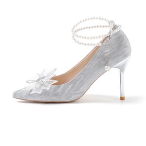 Женские туфли на высоком каблуке A poinsettia princess, серебро