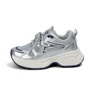 Нескользящие и дышащие низкие массивные кроссовки для женщин HUANQIU, Silver Blue