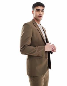 Узкий пиджак коричневого цвета Asos Design