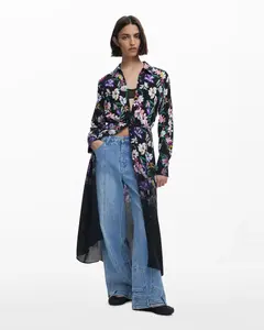 Платье-рубашка с цветочным градиентным узором Desigual, черный/белый