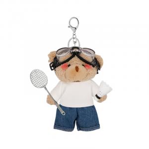 Плюшевый кулон пилот бадминтон медвежонок высота 12см A little tide to play