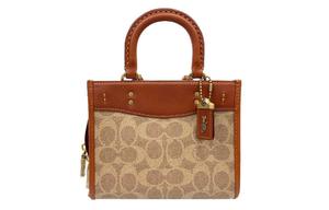 Сумка-шоппер Rogue Canvas With Leather, сумка для покупок, женская маленькая сумка коричневый и хаки COACH