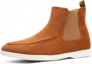 Мужские повседневные ботинки челси без шнурков из искусственной замши, короткие стильные ботинки для мужчин, легкие и удобные модные обувь для вождения Generic, Camel Tone