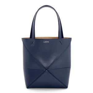 Loewe Сумка-тоут, мини-сумочка из блестящей коровьей кожи, женская, темно-синяя