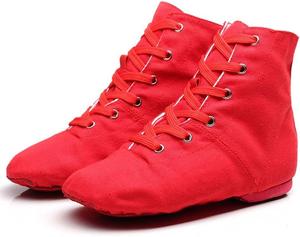 Туфли для джазового танца для женщин, хлопковые балетные туфли, современные с разделенной подошвой, плоские танцевальные тапочки с резиновым каблуком для взрослых мужчин и больших детей Hiuzylqx, красный