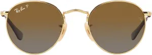 Детские металлические круглые солнцезащитные очки Ray-Ban Junior RJ9547s, Gold/Grey Gradient Brown Polarized