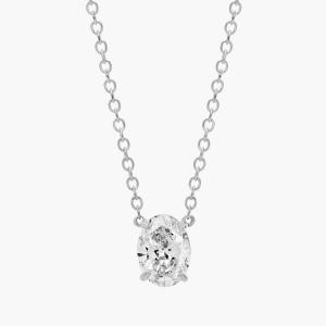 Подвеска с выращенным в лаборатории бриллиантом-солитером овальной огранки из белого золота 14 карат (3/4 карата, два камня - FG / VS2-SI1) Blue Nile