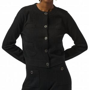 Joseph Ribkoff Вязаный свитер с круглым вырезом и застежкой на пуговицы, черный