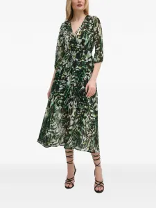 Платье миди с V-образным вырезом и сборками Morgan, черный