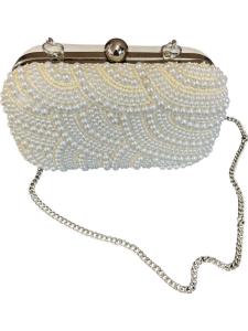 Женская жемчужная сумочка с цепочкой в цвете крем/жемчуг Golden Stella, кремовый