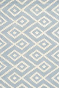 SAFAVIEH, 122 x 183 см, Ковер ручной работы Chatham Collection Blue/Ivory CHT742B Mid-Century Geometric Premium Wool