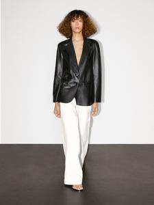 Блейзер из струящейся кожи наппа Massimo Dutti, черный