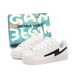 Скользостойкие износостойкие низкие скейтерские кеды унисекс WELKIN&WZWJ, белый