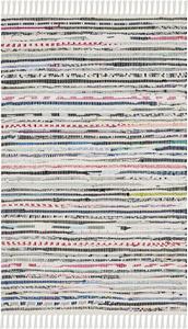 Ковер SAFAVIEH, 61 x 92 см, Rag Rug Collection, Ivory & Multi, ручной работы, бохо полоска, хлопок, подходит для помещений с высокой проходимостью: прихожая, гостиная, спальня (RAR125B)