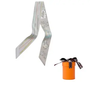 HERMES Шёлковый сатиновый шарф, Light Blue