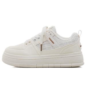 Термоустойчивые противоскользящие низкие скейтерские кроссовки для женщин с эффектом увеличения роста HUANQIU, milk белый