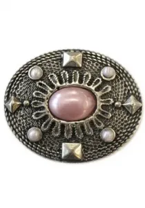 LIFE RING by showroom 019° Пряжка для ремня, сменная пряжка "Овал с розовым камнем" Rettungsring By Showroom 019°, серебристый