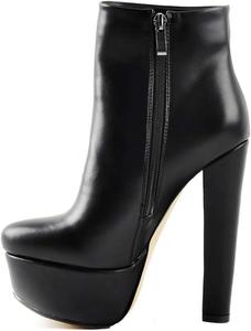 Женские ботильоны на платформе Gogo с высокой толстой подошвой, боковой молнией, круглым носком, удобные, для вечеринок, повседневные ботинки Onlymakerheels, Blackc