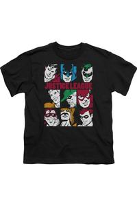 Футболка DC Comics "Девять блоков справедливости" с коротким рукавом для детей Gildan, черный