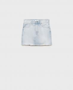 Женская джинсовая юбка с бахромой MANGO, Light Blue