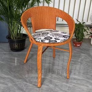 Fantasy Кресло из ротанга для балкона, усиленная двойная трубка, цвет autumn red, с подушкой