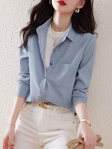 Рубашки простого дизайна, женские топы Doux Belle, цвет Light Blue